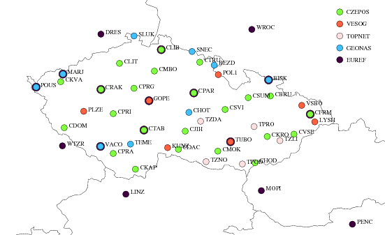 Permanent GNSS stations in the Czech Republic
