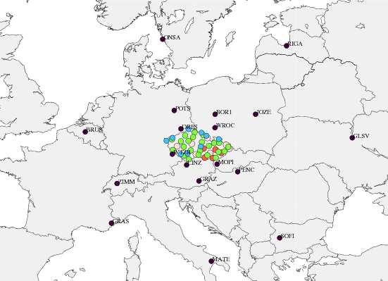 EUREF permanent GNSS stations included in the campaign