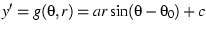 $y' = g(\theta, r) = ar \sin (\theta-\theta_0) + c$