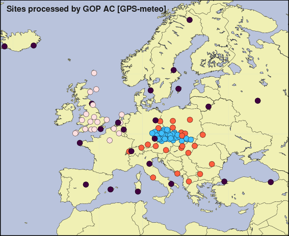 European network used in our GPS meteorology processing