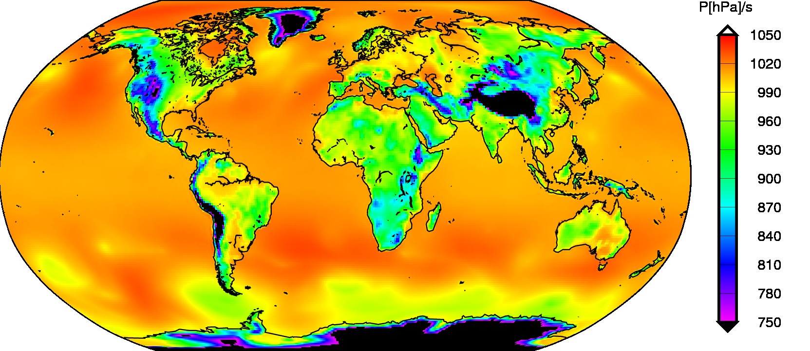 Example global pressure derived from the NWM by G-Nut/Shu software