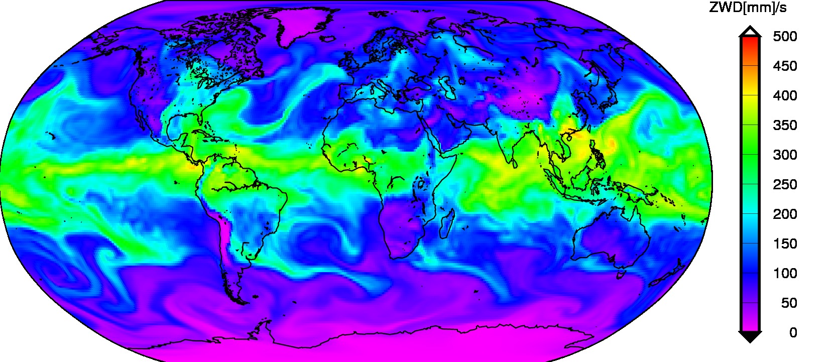 Example global ZWD derived from the NWM by G-Nut/Shu software